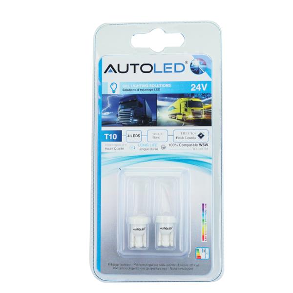 2 AMPOULES 4 LED T10 BLANC 24V