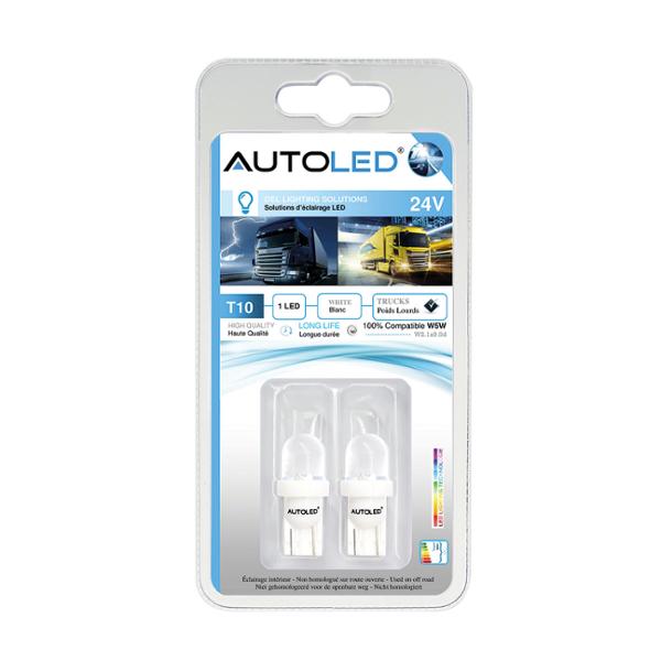 2 AMPOULES 1 LED T10 BLANC 24V